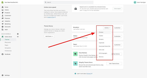 select theme shopify