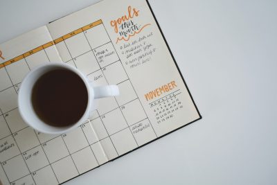 calendar and coffee mug