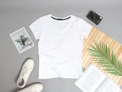 a white tshirt on the floor