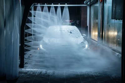 a car getting washed